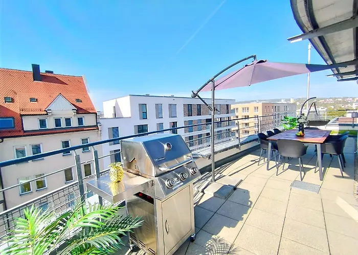 Ulmer Penthouse Fuer 7, Arbeitsplatz, Xxl-dachterrasse, Grill, Wii דירה *